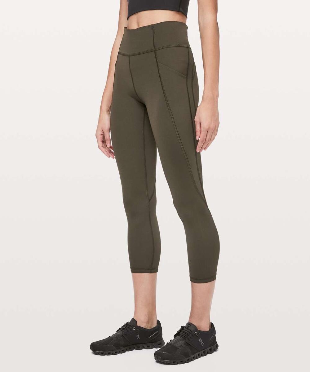 Lululemon Time To Sweat Crop *23" Dark Olive - Size: 4